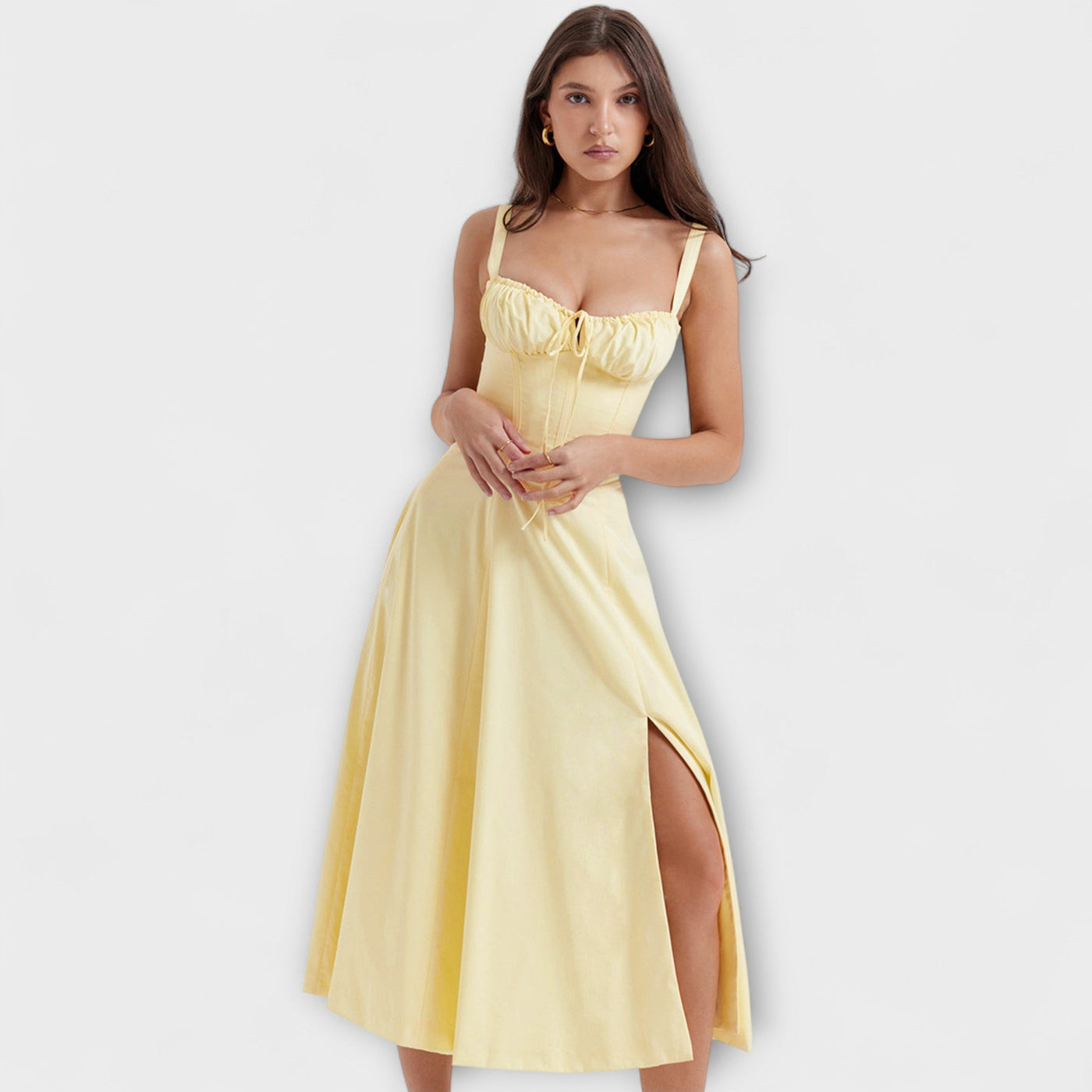 Zipporas - Robe bustier cintrée avec imprimé floral printanier moderne